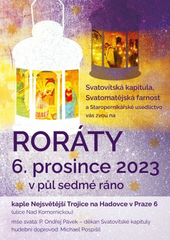 Roráty 6. 12. 2023 od 6:30 v kapli Nejsvětější Trojice