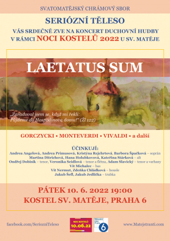 Koncert Laetatus sum v rámci Noci kostelů 2022 u sv. Matěje